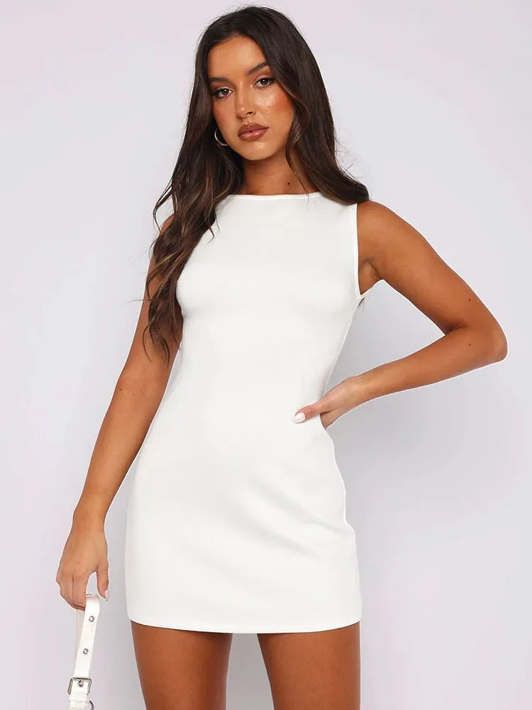 Wjczt Sexy Women Party Evening Dress 2024 Summer Casual Elegant Fashion Mini Dress Sleeveless Wrap Y2K Basic Vest Dresses Outifts