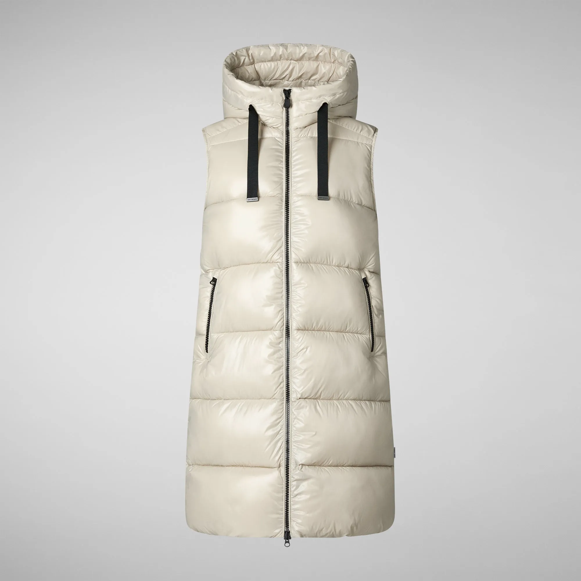 Woman's hooded vest Iria in rainy beige