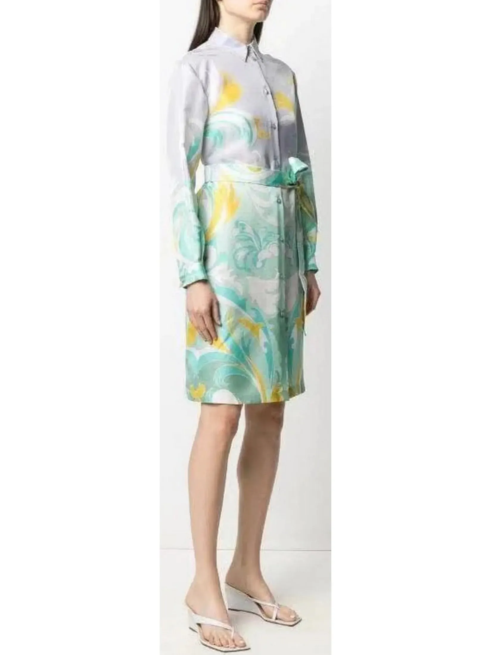 Women’s Belted Graphic Print Shirt Dress