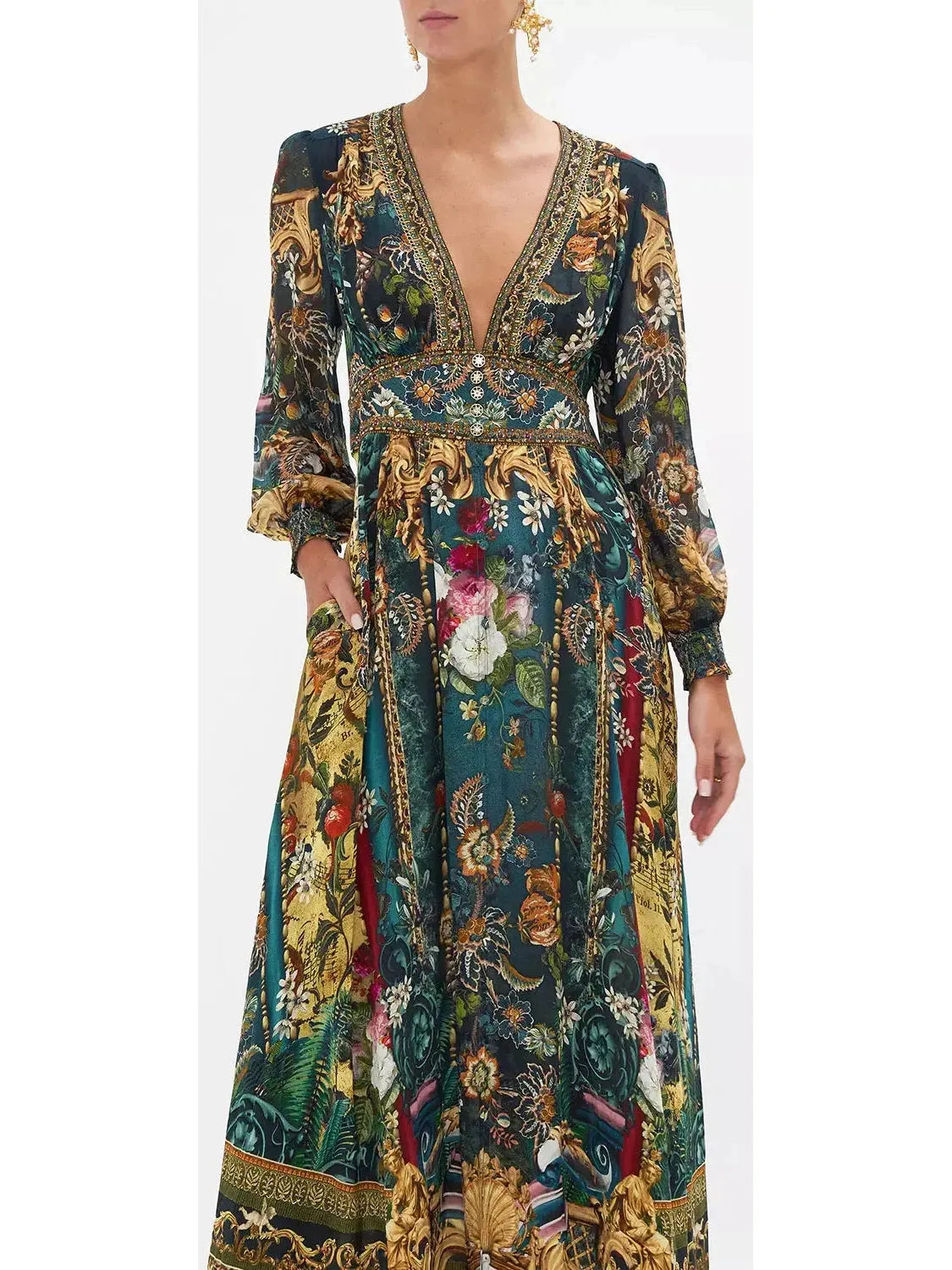 Women’s Button Dress with Shaped Waistband