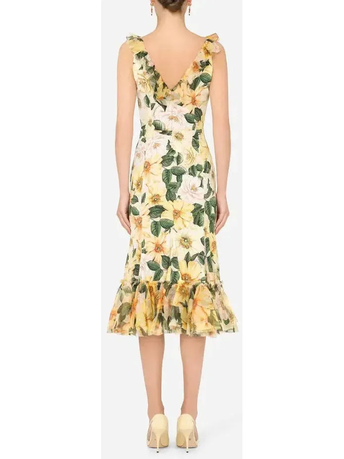 Women’s Camellia-Print Midi Dress