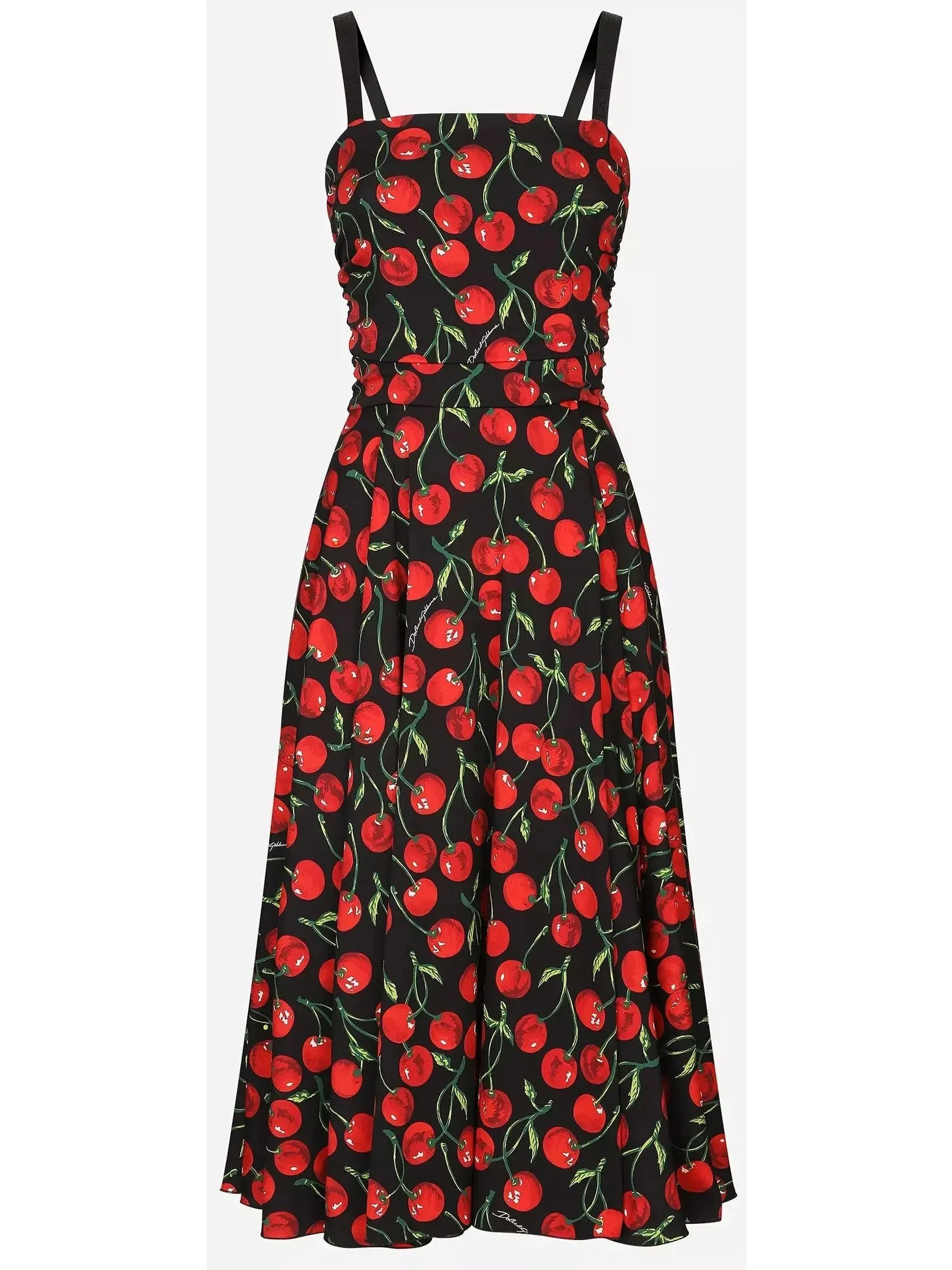 Women’s Cherry-Print Charmeuse Calf-Length Dress - Larger sizes may be available - Please inquire