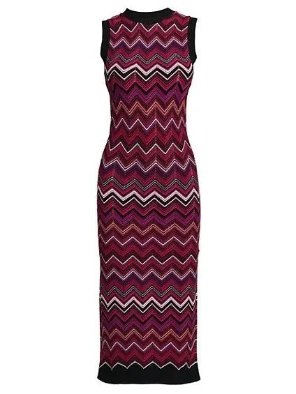 Women’s Chevron Sleeveless Knit Midi-Dress