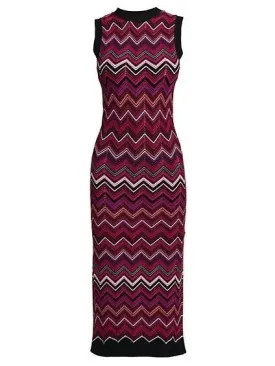Women’s Chevron Sleeveless Knit Midi-Dress