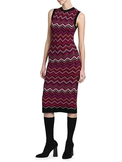 Women’s Chevron Sleeveless Knit Midi-Dress