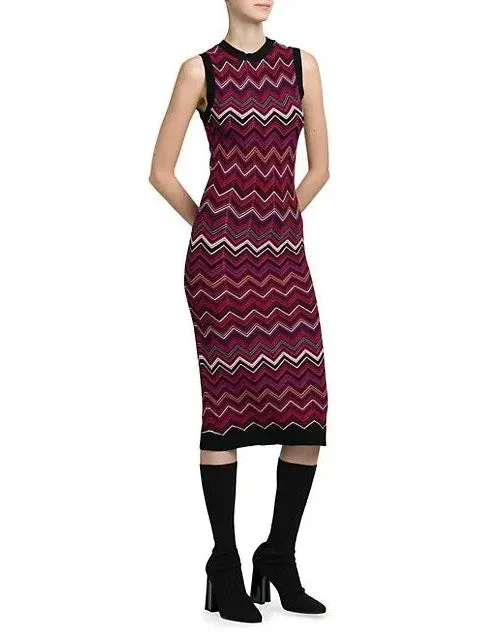 Women’s Chevron Sleeveless Knit Midi-Dress