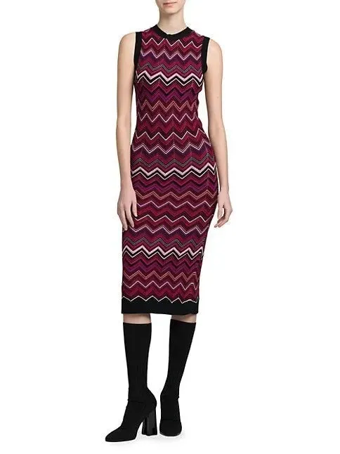 Women’s Chevron Sleeveless Knit Midi-Dress