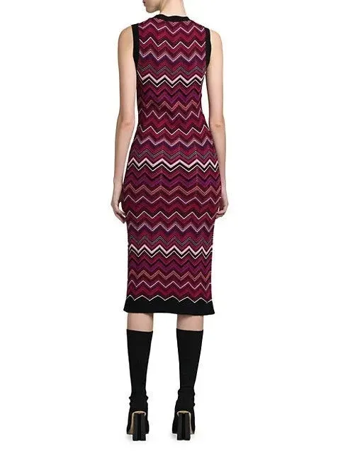 Women’s Chevron Sleeveless Knit Midi-Dress