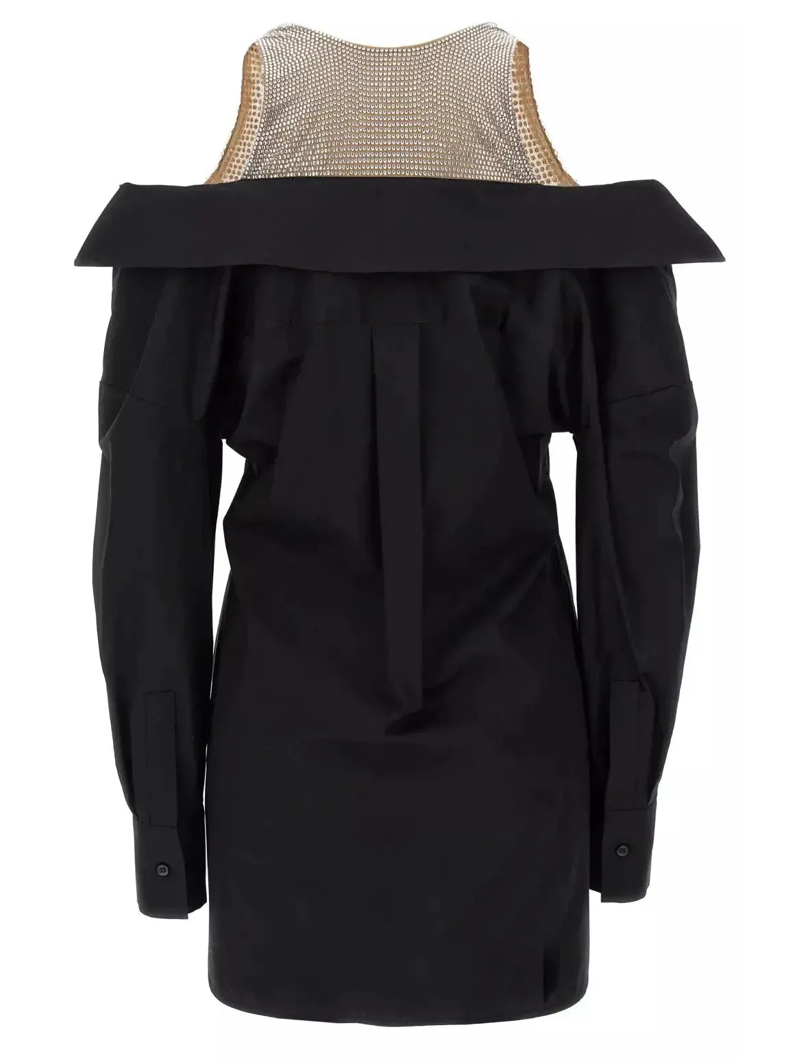 Women’s Crystal-Detailed Layered Black Shirt Mini Dress