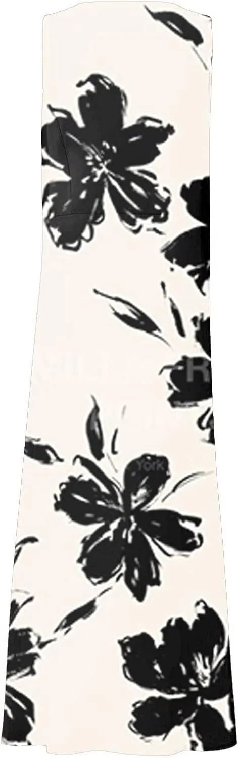Womens Dresses Chic Sleeveless Scoop Neck Cotton Linen Dress Loose Floral Printed Beach Sundress with Pockets