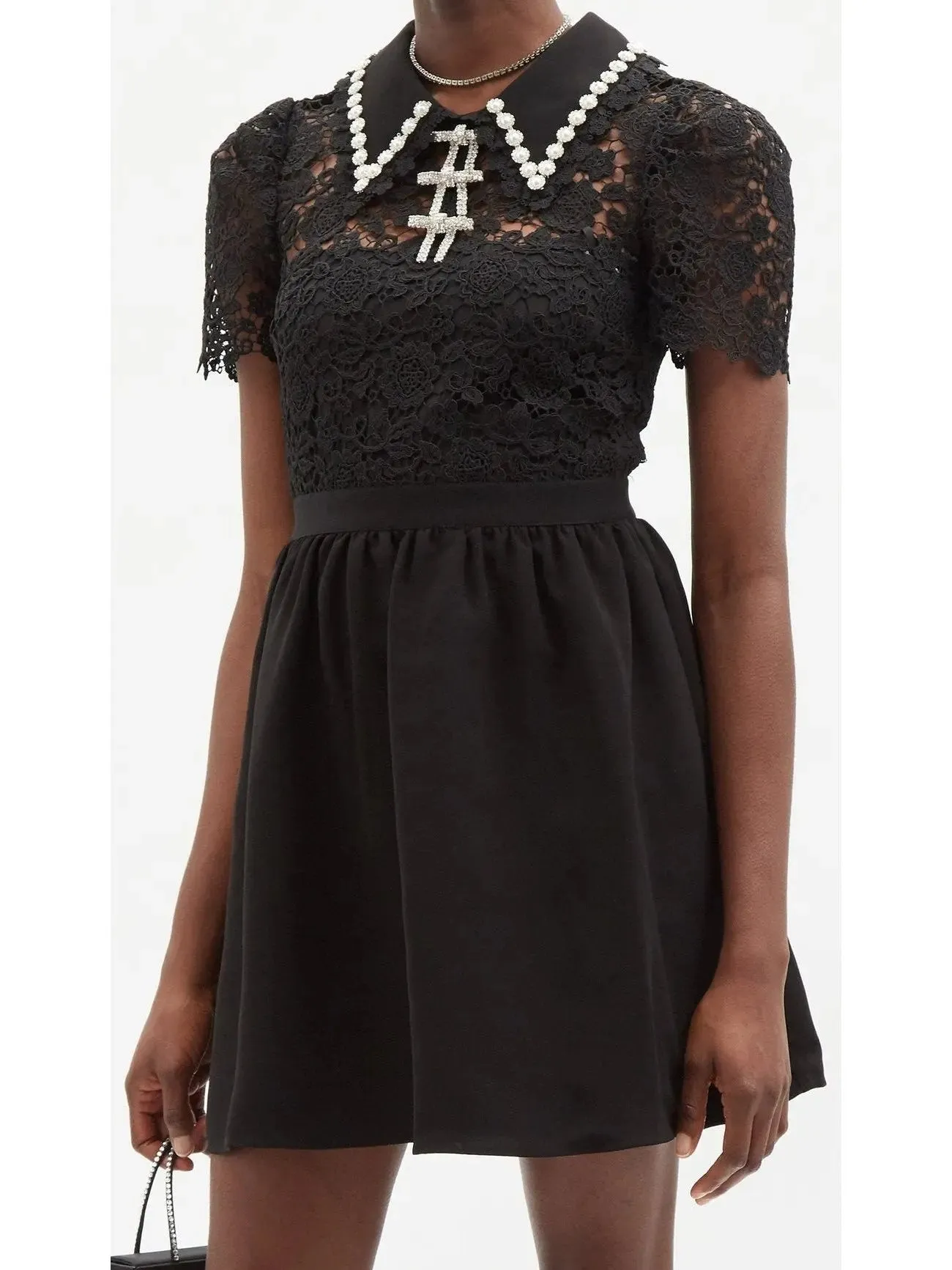 Women’s Embellished Guipure Lace Mini Dress