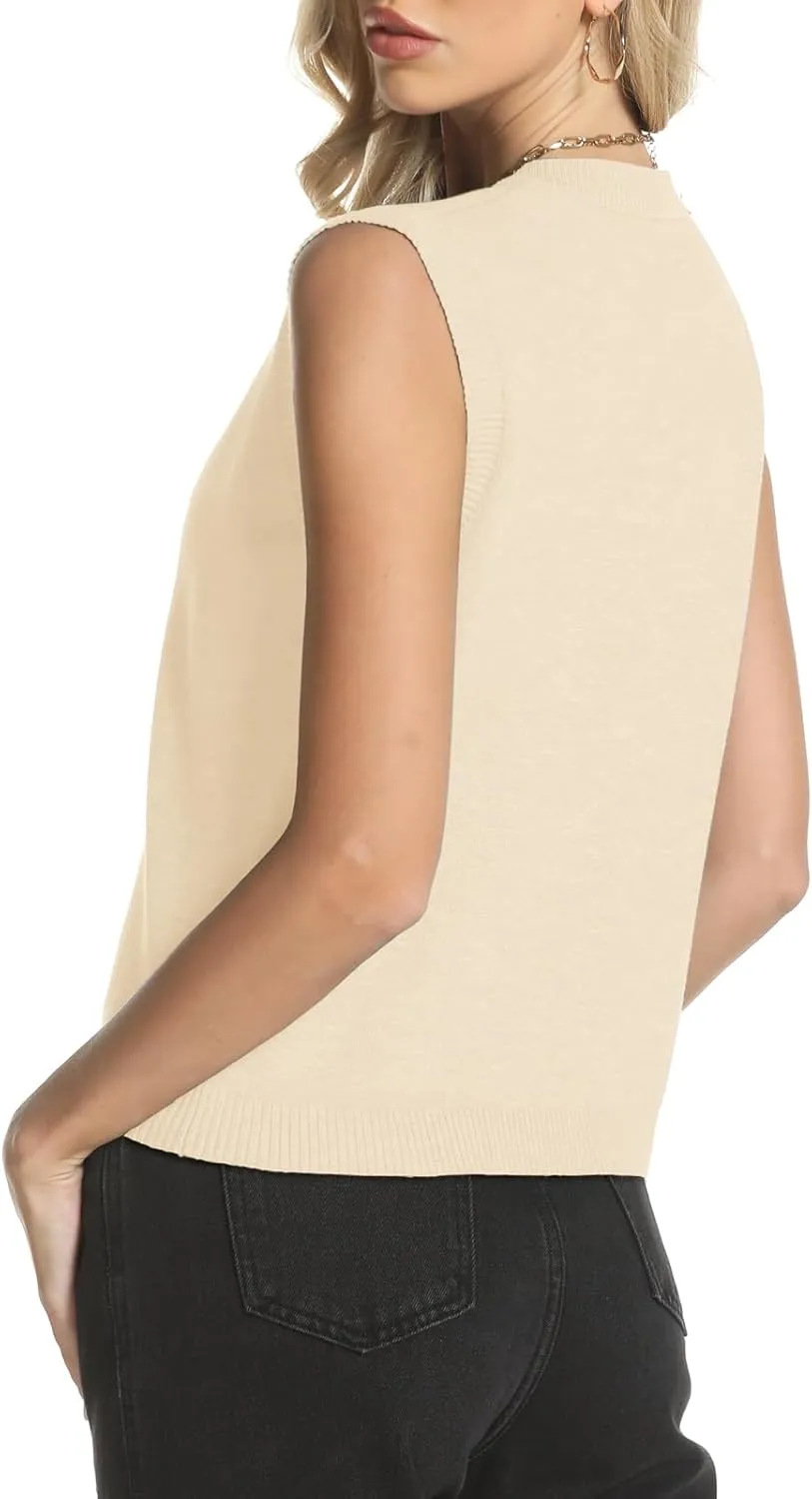 Womens Sweater Vest Summer Crewneck Button Down Tank Tops 2025 Trendy Sleeveless Knit Cardigan Crop Tops