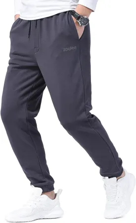 Zoulee Classic Drawstring-Waist Zipper Logo Jogger Pants with Zipper Fly
